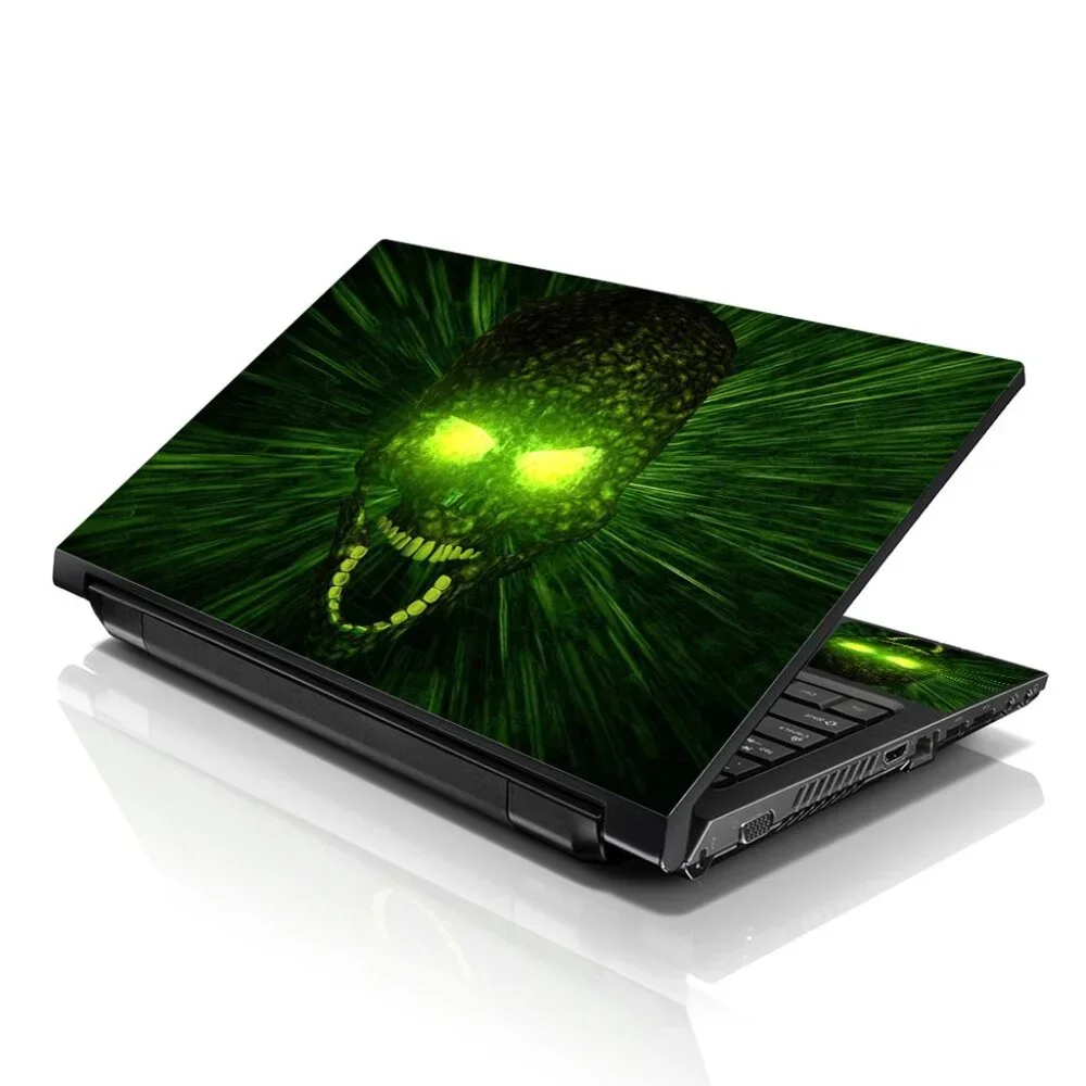 LSS 15.6 & 17.3 Inches Laptop Notebook Skin Sticker Decal - Green Zombie Skull
